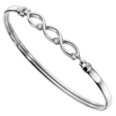 Silver Cubic Zirconia Weave Bangle - Product number 8649006