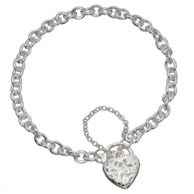 H Samuel Sterling Silver Heart Padlock Bracelet