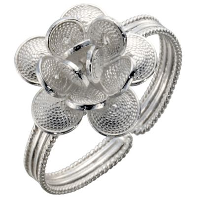 Silver Adjustable Flower Ring