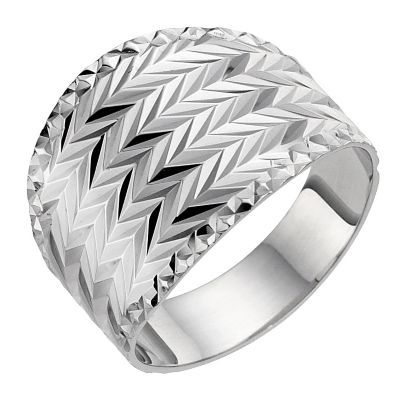 Silver Diamond Cut Oversized Ring - Product number 8649189