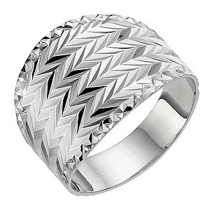 Silver Diamond Cut Oversized Ring
