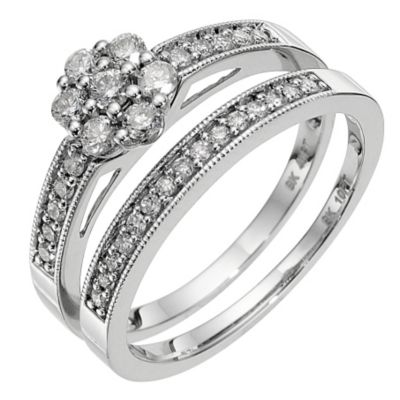 9ct white gold half carat diamond bridal set - Product number 8651728