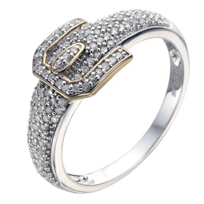 9ct white gold third carat diamond buckle ring