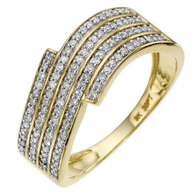 9ct yellow gold 0.30 carat diamond wave ring