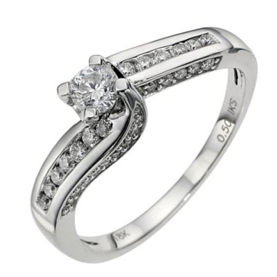 18ct white gold half carat diamond solitaire ring