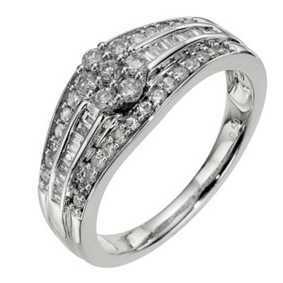 18ct white gold half carat diamond triple bridal ring
