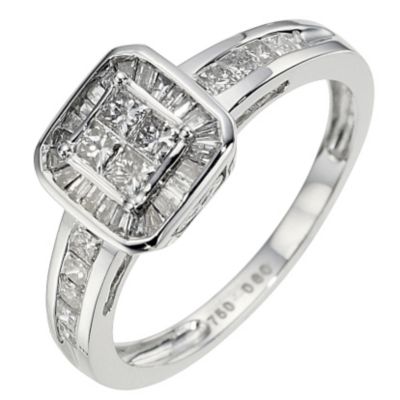 18ct white gold 0.60 carat diamond cluster ring