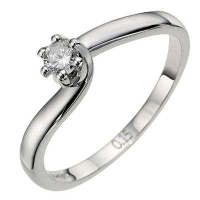 9ct white gold diamond solitaire ring