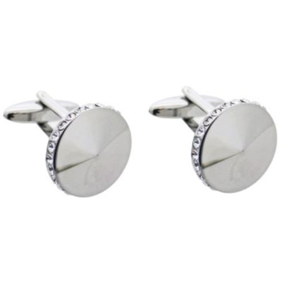 H Samuel Round Sparkle Edge Cufflinks