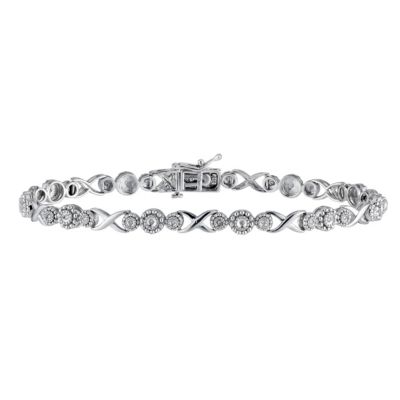 H Samuel Sterling Silver and Diamond Cluster Bracelet