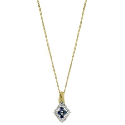 9ct Yellow Gold Sapphire and Diamond Pendant