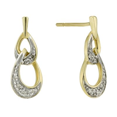 9ct Yellow Gold Diamond Drop Earrings - Product number 8663327