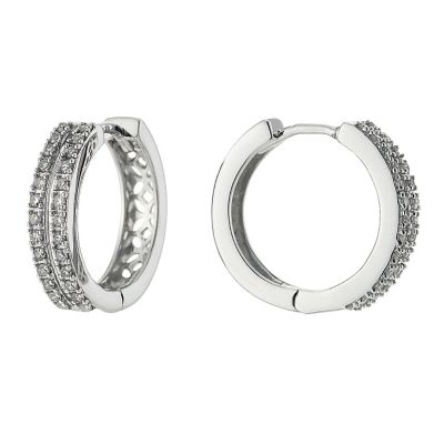 Sterling Silver 1/4 Carat Diamond Hoop Earrings