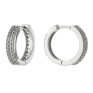 H Samuel Sterling Silver 1/4 Carat Diamond Hoop Earrings