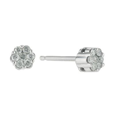 H Samuel 9ct White Gold Diamond Cluster Stud Earrings