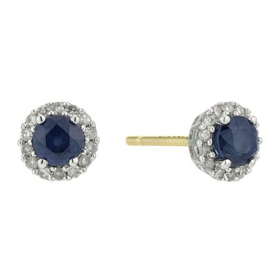 9ct Yellow and White Gold Sapphire Diamond