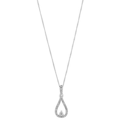 H Samuel 9ct White Gold Diamond Drop Pendant