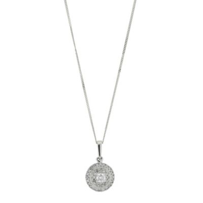 9ct White Gold Quarter Carat Round Diamond Cluster Pendant - Product number 8663815