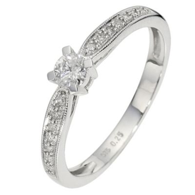 9ct White Gold Quarter Carat Diamond Solitaire Ring - Product number 8664234