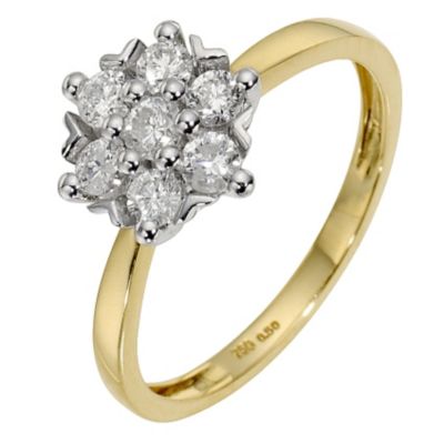 18ct Yellow & White Gold Half Carat Diamond Cluster Ring - Product number 8665559