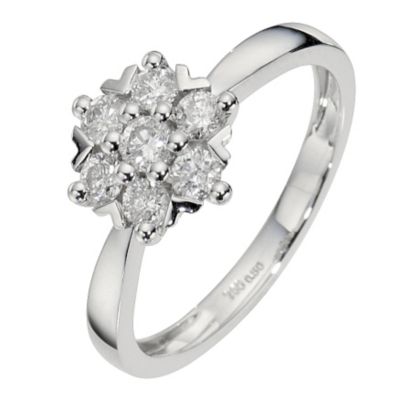 18ct White Gold Half Carat Diamond Cluster Ring - Product number 8665680