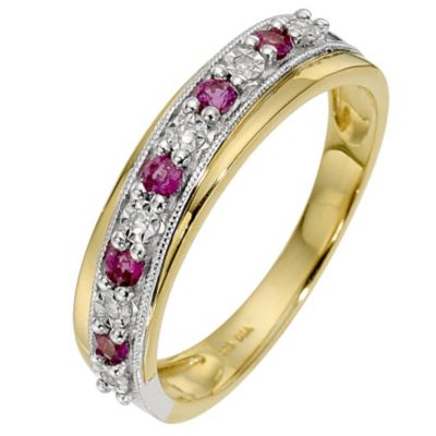 ring ruby gold yellow diamond 9ct samuel