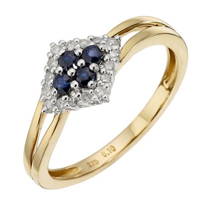 9ct Yellow Gold Sapphire & Diamond Ring - Product number 8666342