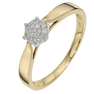 9ct Yellow Gold Diamond Cluster Ring9ct Yellow Gold Diamond Cluster Ring