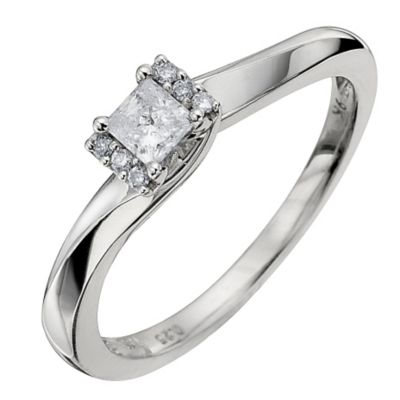 9ct White Gold Quarter Carat Diamond Solitaire Ring