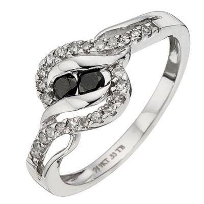 9ct White Gold Third Carat Black 