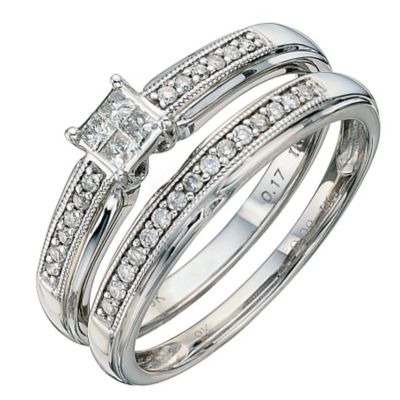 9ct White Gold 0.26 Carat Diamond Bridal Set