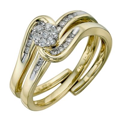 9ct Yellow Gold 1/3 Carat Diamond Bridal Set