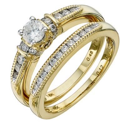 18ct Yellow Gold 0.60 Carat Diamond Bridal Set - Product number 8672199