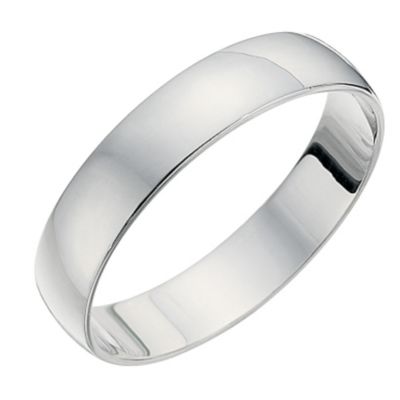 18ct White Gold 4mm D Shape Heavyweight Ring