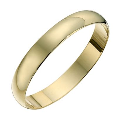 9ct yellow gold D shape 3mm heavy wedding ring