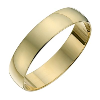 9ct yellow gold D shape 4mm heavy wedding ring