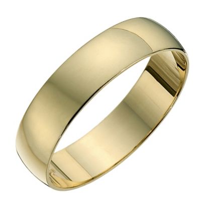 9ct yellow gold D shape 5mm heavy wedding ring