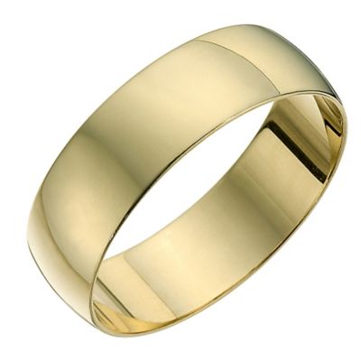 9ct yellow gold D shape 6mm heavy wedding ring