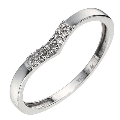 9ct White Gold Shaped Diamond Ring