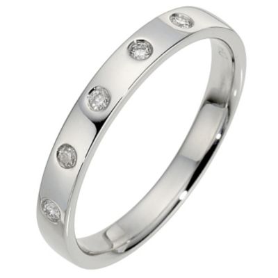 Platinum Diamond Flat Band Ring