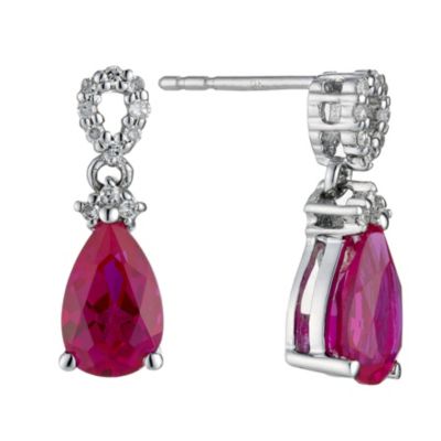 9ct white gold ruby and diamond earrings - Product number 8687471