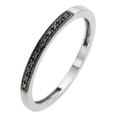 9ct white gold black diamond ring