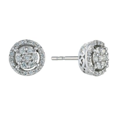 9ct white gold 1/4 carat diamond cluster stud earrings - Product number 8690707