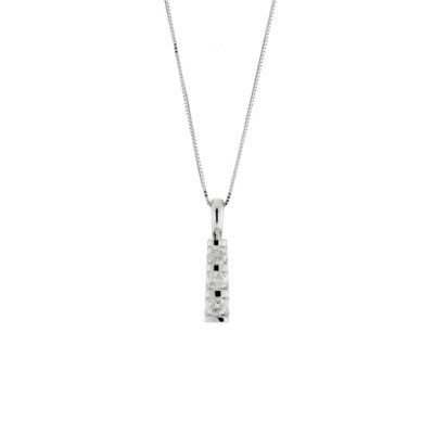 9ct white gold bar set diamond pendant - Product number 8690944