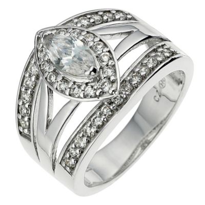 Silver & Platinum Plated Cubic Zirconia Ring - Size P - Product number 8691266