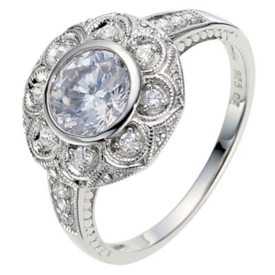 Silver & Platinum Plated Cubic Zirconia Ring -Size N - Product number 8691290