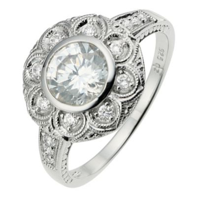 Silver & Platinum Plated Cubic Zirconia Ring -Size P - Product number 8691304