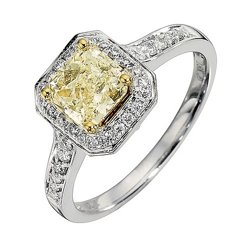 18ct white gold 1.28 carat yellow diamond ring