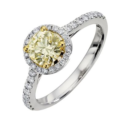 18ct white gold 1 carat yellow diamond ring