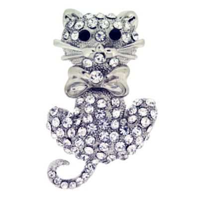 Crystal Cat Brooch